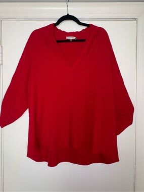 Calvin Klein Bright Red V-Neck Tunic Top